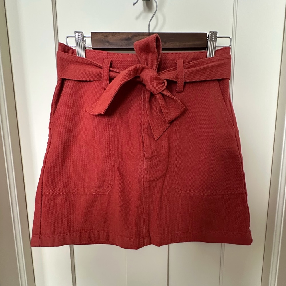 Salmon Colored Denim mini skirt, size XS/S
